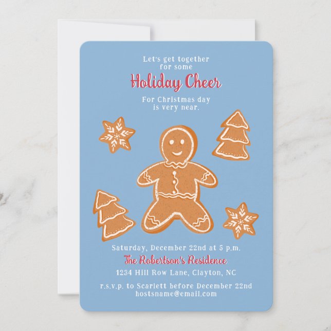 Invitación Cookies de Gingerbread (Anverso)