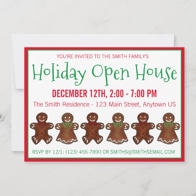 Invitación Cookies de los Navidades Gingerbread de la Casa Ab (Anverso)