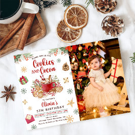 Invitación Cookies de Navidades de nieve y foto de cumpleaños