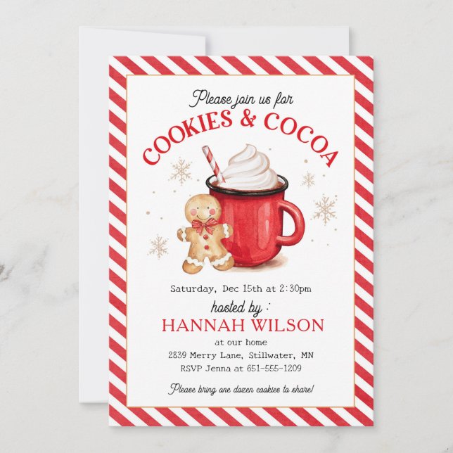 Invitación Cookies de pan de jengibre y Navidades de cacao (Anverso)