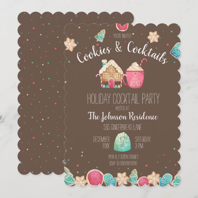 Invitación Cookies divertidos y Navidades de cócteles Cookie  (Anverso / Reverso)