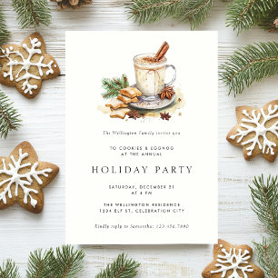 Invitación Cookies Eggnog Cocoa Fiesta de Navidad Moderna