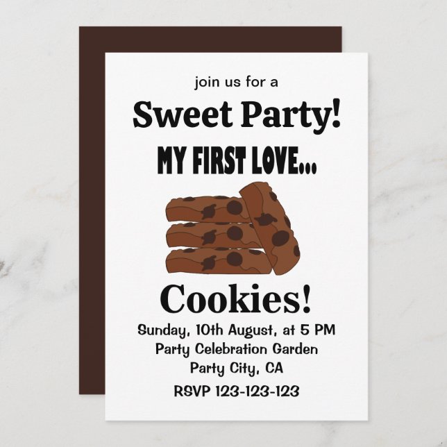 Invitación Cookies mi primer amor Cookies dulce Fiesta (Anverso / Reverso)