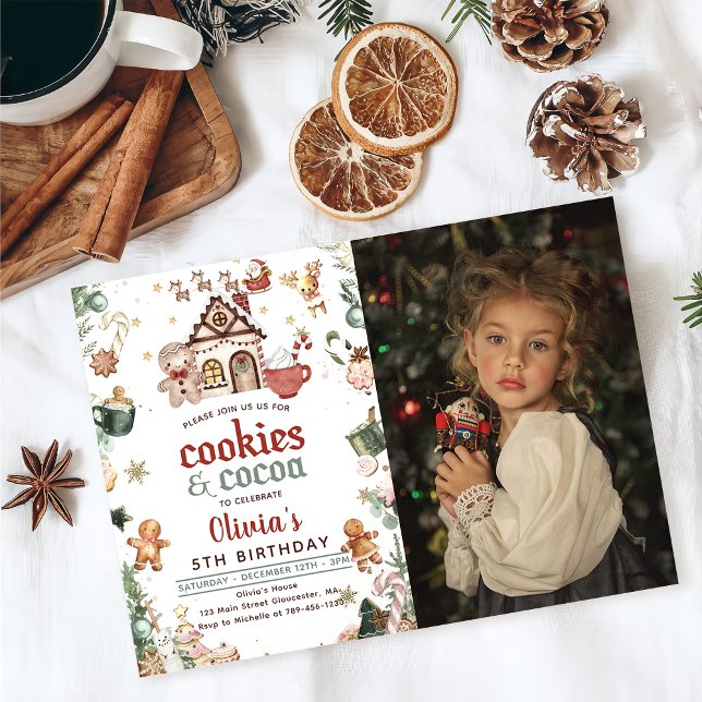 Invitación Cookies verdes de Navidades y foto de cumpleaños d (Subido por el creador)