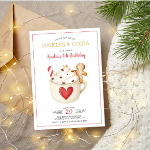 Invitación Cookies y Cocoa Chocolate rojo Mug Cumpleaños