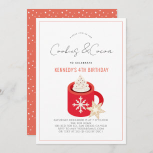 Invitación Cookies y Cocoa Chocolate rojo Mug Cumpleaños
