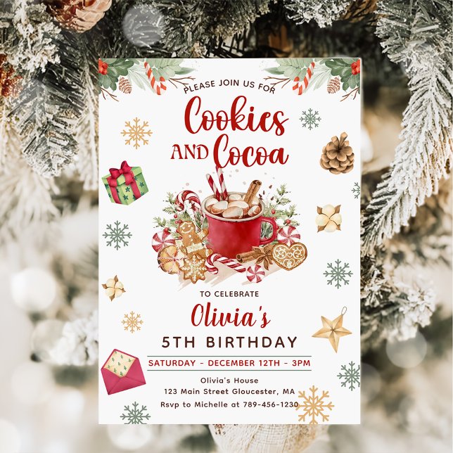 Invitación Cookies y cumpleaños de cacao de Navidades de niev (Subido por el creador)