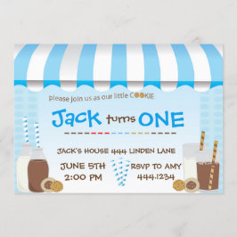 Invitación Cookies y Milk Boy Fiesta de Cumpleaños