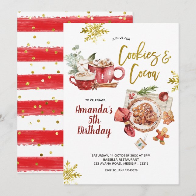 Invitación Cookies y Navidades de cacao Invita cumpleaños de  (Anverso / Reverso)