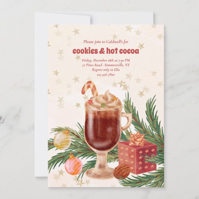 Invitación Cookies y vacaciones de cacao caliente (Anverso)