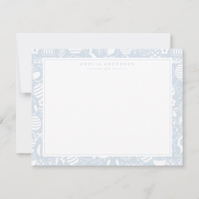 Invitación Cool Blue Easter Egg Frame Note Card (Anverso)