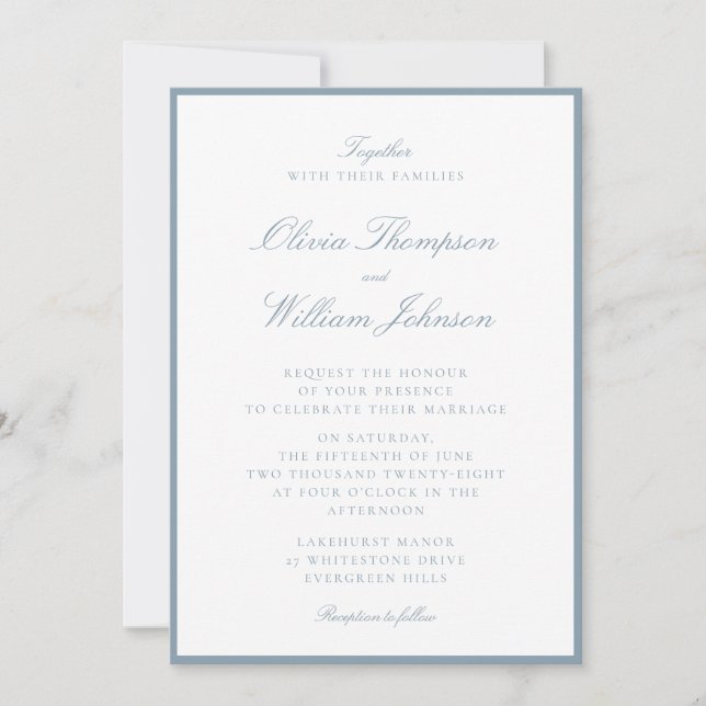 Invitación Cool Blue Framed Wedding Invitation (Anverso)