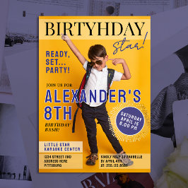 Invitación Cool Blue Magazine Cover Newspaper Kids Star Photo