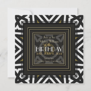 Invitación Cool Cumpleaños 50 Azteca Boho Negro Blanco Dorado