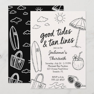 Invitación Cool Good Tides & Tan Lines Celebración de Playa 