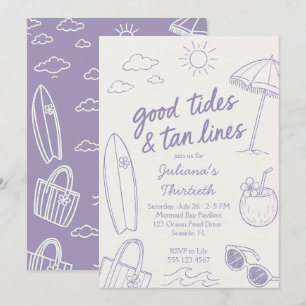 Invitación Cool Good Tides & Tan Lines Celebración de Playa