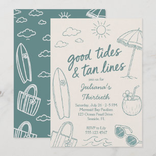 Invitación Cool Good Tides & Tan Lines Celebración de Playa 