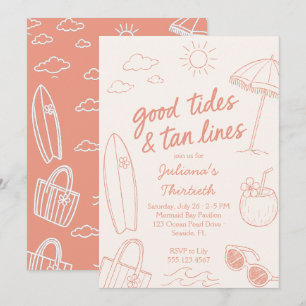Invitación Cool Good Tides & Tan Lines Celebración de Playa 