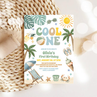 Invitación Cool One Summer Beach Party 1st Birthday 