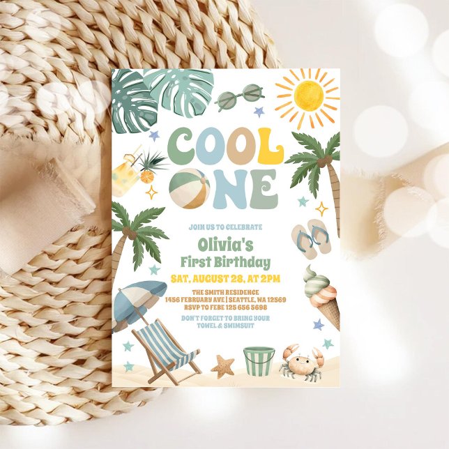 Invitación Cool One Summer Beach Party 1st Birthday  (Subido por el creador)
