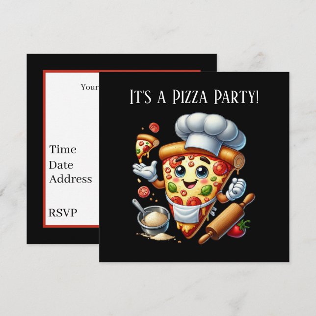 Invitación Cool Pizza lovers party  (Anverso / Reverso)