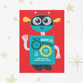 Invitación Cool Robot Boys Second Birthday Invitation