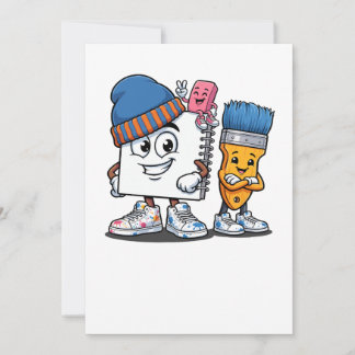 Invitación Cool School Art Crew – Cuaderno de Dibujos Animado