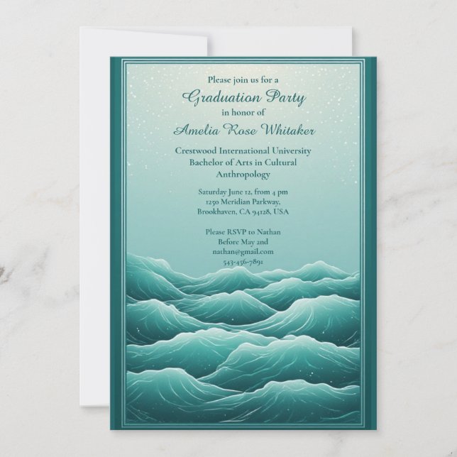 Invitación Cool Tropical Beach Waves Seaside Graduation Party (Anverso)