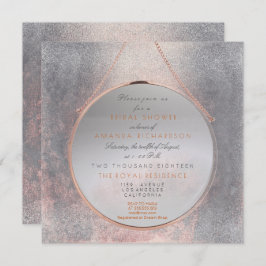 Invitación Cooper Bridal Shower Pearl Cemento Rosa Grungy Gra