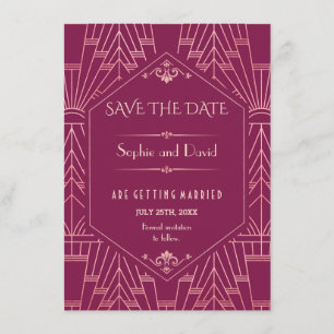 Invitación Cooper Rosa Great Gatsby 1920 Save The Date