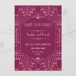 Invitación Cooper Rose Great Gatsby años 20 Save The Date