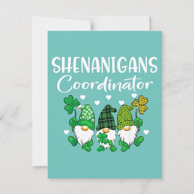 Invitación Coordinador de Shenanigans St Patricks Day Gnomes  (Anverso)