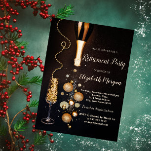 Invitación Copa de botella de champán elegante Jubilación 