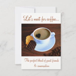 Invitación Copa de café con espuma en forma de corazón