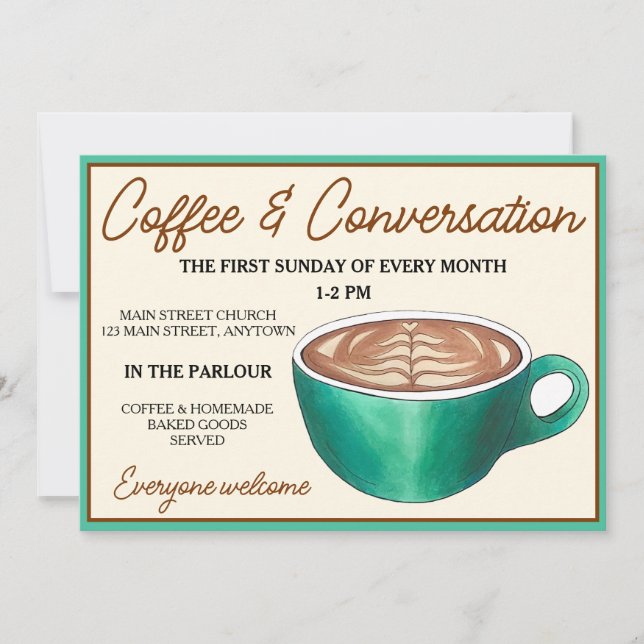 Invitación Copa de Café Klatch Conversación Iglesia de la Hor (Anverso)