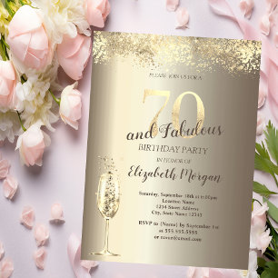 Invitación Copa de Champagne de Lujo con Confeti Dorado Cumpl
