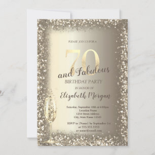 Invitación Copa de Champagne de Lujo con Confeti Dorado Marco