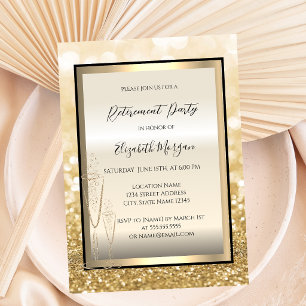 Invitación Copa de champán chic dorado Bokeh Jubilación