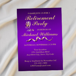 Invitación Copa de champán clásica formal de jubilación púrpu