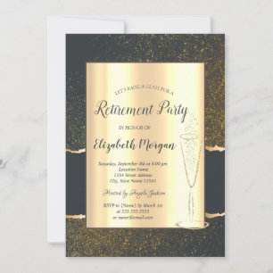 Invitación Copa de champán con confeti dorado elegante para j