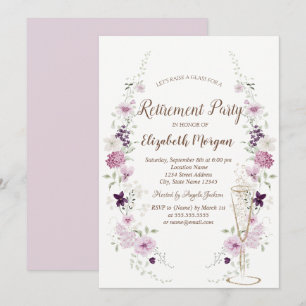 Invitación Copa de champán de flores silvestres de lavanda Ju