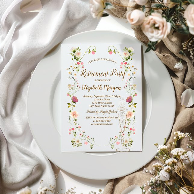 Invitación Copa de champán de flores silvestres Teracotta Jub (Subido por el creador)