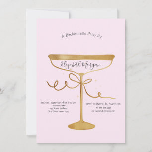 Invitación Copa de champán Rosa Despedida de soltera 