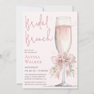 Invitación Copa de champán rosa para brunch nupcial
