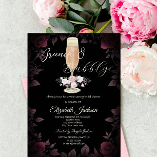 Invitación Copa de Champán Rosas de Borgoña Regalo de Ducha d
