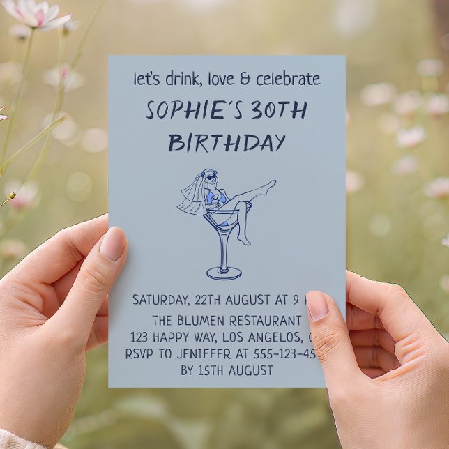Invitación Copa de Martini Elegante Chic Cumpleaños 30 (Subido por el creador)