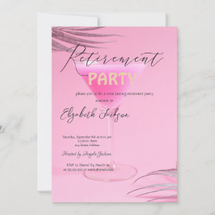 Invitación Copa de Martini Hojas de Palma Rosa Fiesta de Jubi