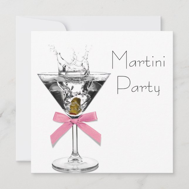 Invitación Copa de Martini Pink Martini Fiesta (Anverso)