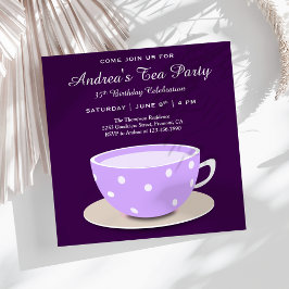 Invitación Copa de té de Bonito | Fiesta de té de cumpleaños 