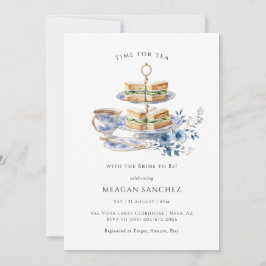 Invitación Copa de Té Floral Azul | Tea Sandwiches Bridal Sho